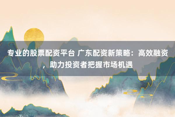 专业的股票配资平台 广东配资新策略：高效融资，助力投资者把握市场机遇