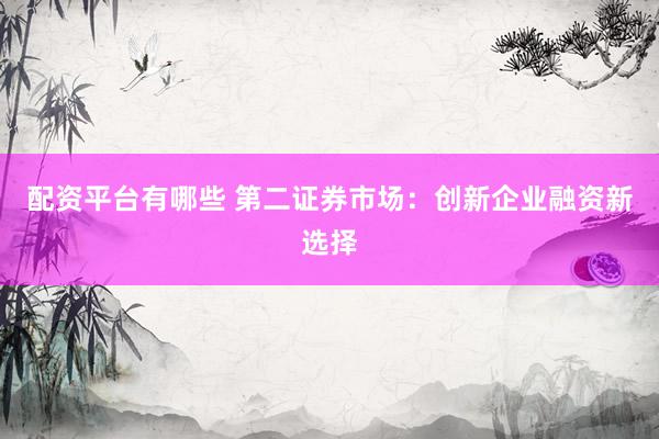 配资平台有哪些 第二证券市场：创新企业融资新选择