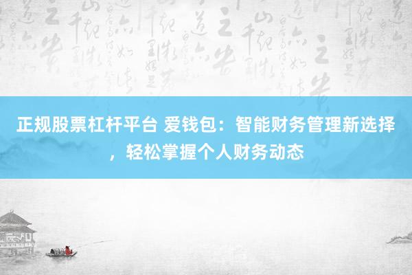 正规股票杠杆平台 爱钱包：智能财务管理新选择，轻松掌握个人财务动态