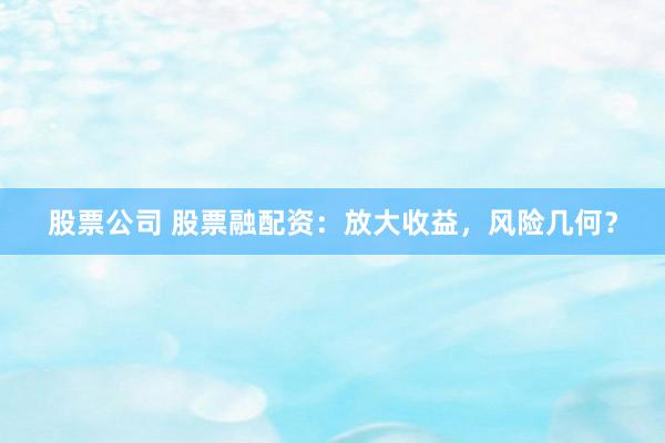 股票公司 股票融配资：放大收益，风险几何？
