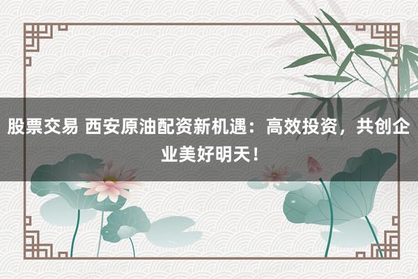 股票交易 西安原油配资新机遇：高效投资，共创企业美好明天！