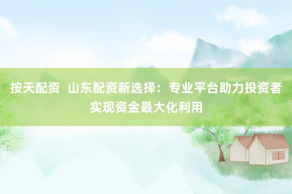 按天配资  山东配资新选择：专业平台助力投资者实现资金最大化利用