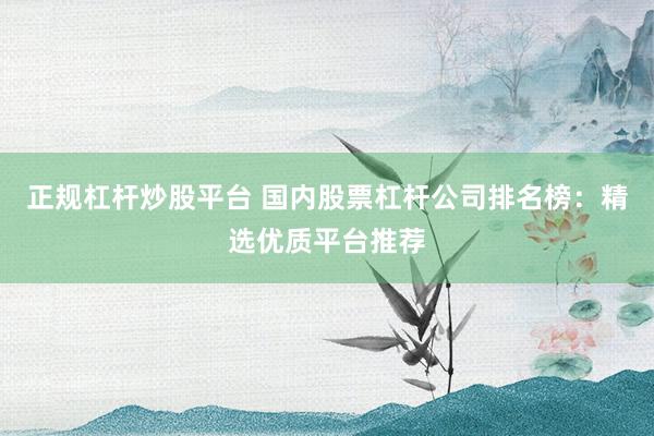 正规杠杆炒股平台 国内股票杠杆公司排名榜：精选优质平台推荐