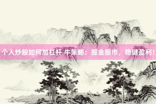 个人炒股如何加杠杆 牛策略：掘金股市，稳健盈利！