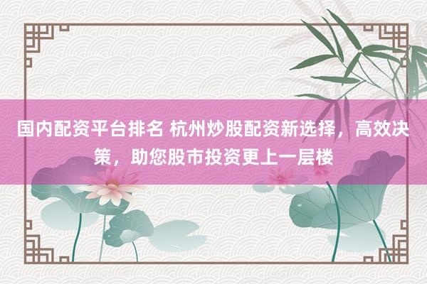 国内配资平台排名 杭州炒股配资新选择，高效决策，助您股市投资更上一层楼