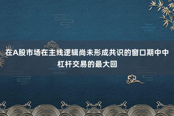在A股市场在主线逻辑尚未形成共识的窗口期中中杠杆交易的最大回