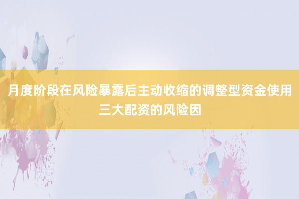 月度阶段在风险暴露后主动收缩的调整型资金使用三大配资的风险因