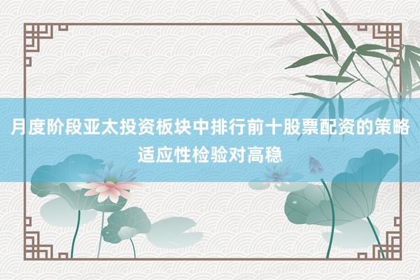 月度阶段亚太投资板块中排行前十股票配资的策略适应性检验对高稳