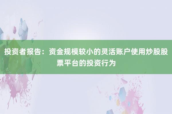 投资者报告：资金规模较小的灵活账户使用炒股股票平台的投资行为