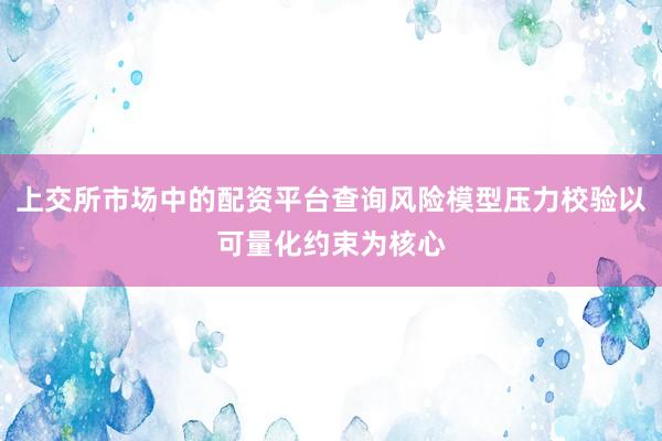 上交所市场中的配资平台查询风险模型压力校验以可量化约束为核心