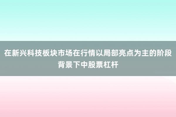 在新兴科技板块市场在行情以局部亮点为主的阶段背景下中股票杠杆
