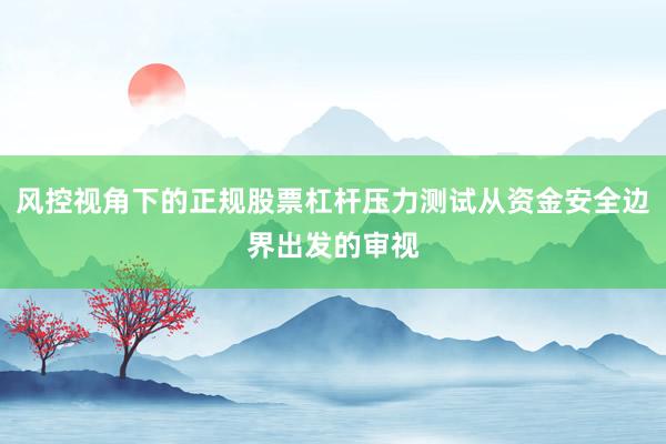 风控视角下的正规股票杠杆压力测试从资金安全边界出发的审视