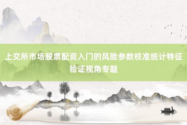 上交所市场股票配资入门的风险参数校准统计特征验证视角专题